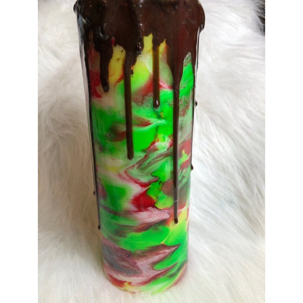 Tumbler With Straw Chocolate Drizzle Topper Rainbow Swirl - 20 Oz Drink Holder - Picture 5 of 8